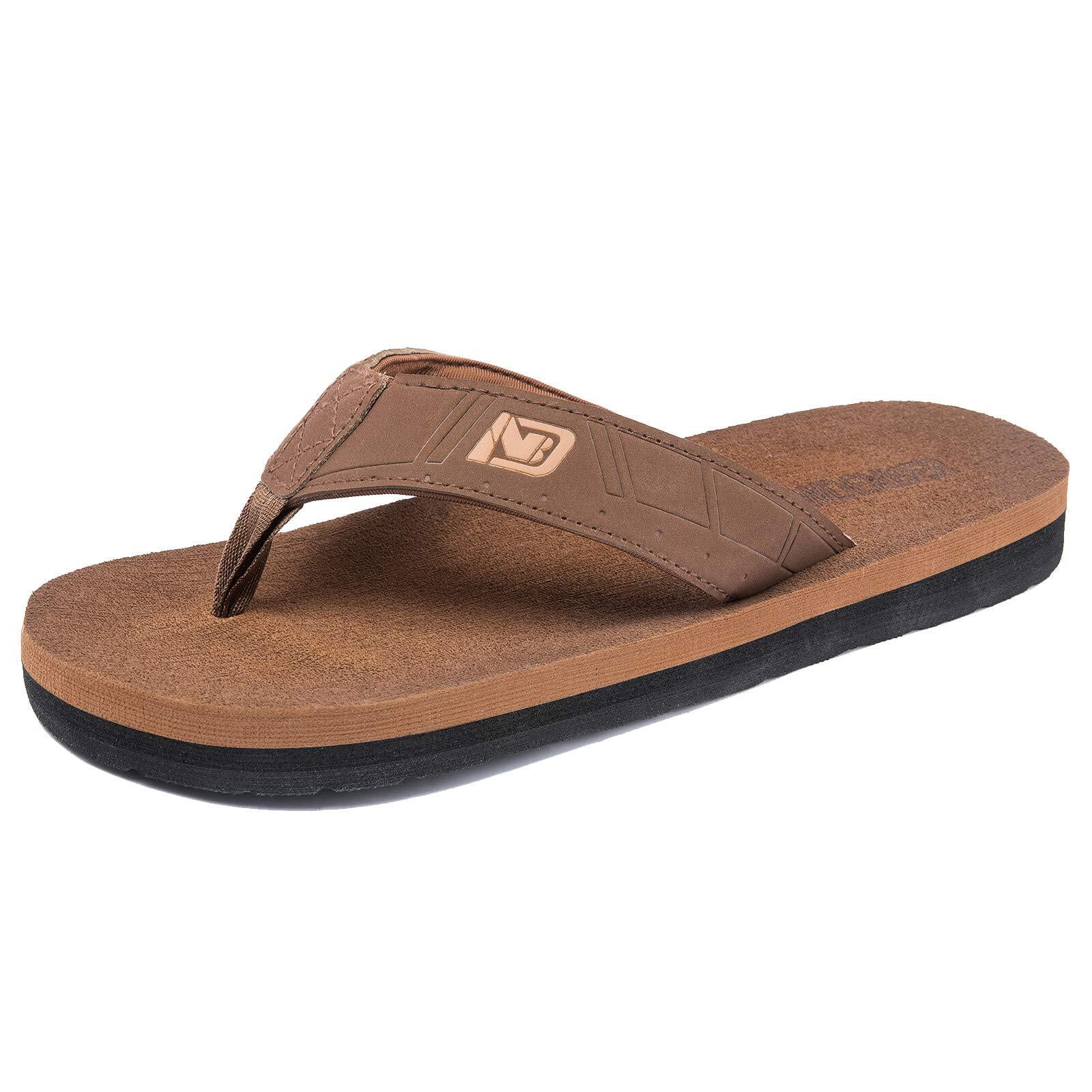 Mens Flip Flops Comfortable Thong Sandals Lightweight Summer Beach Sandals Brown Size 9