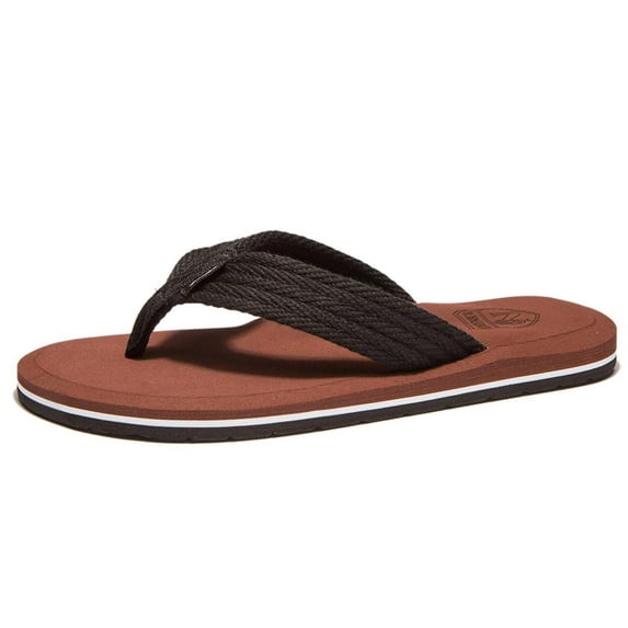 WOTTE Mens Flip Flops Comfortable Thong Sandals Lightweight Summer Beach Sandals Brown