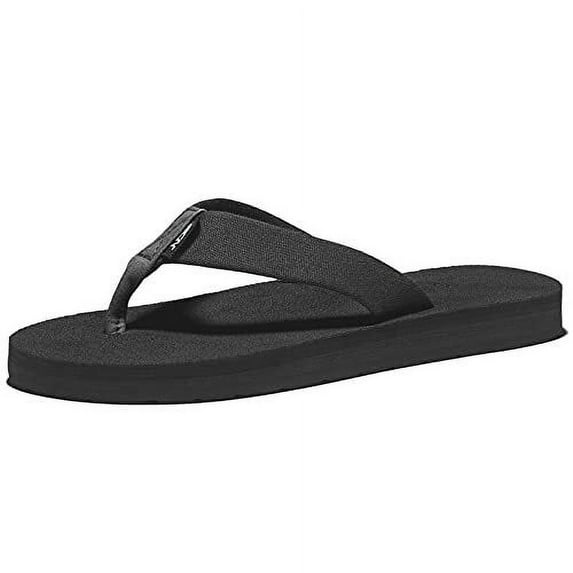 WOTTE Women's Flip Flops Classical Comfortable II Non Slip Yoga Mat Thong Sandals, Black Regular Size 9