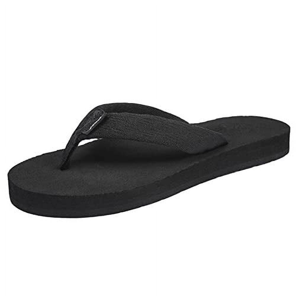 Women's Flip Flops Classical Comfortable II Non Slip Yoga Mat Thong Sandals, Mush Black Size 7