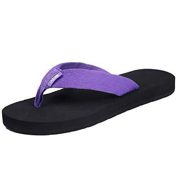 WOTTE Women's Flip Flops Classical Comfortable II Non Slip Yoga Mat Thong Sandals, Mush Purple Size 13