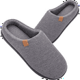thumbnail image 1 of WOTTE Women's Slippers Memory Foam Sole Waffle Knitted Soft Plush Fleece Lined House Shoes Indoor Outdoor Grey, Size 10-11, 1 of 7