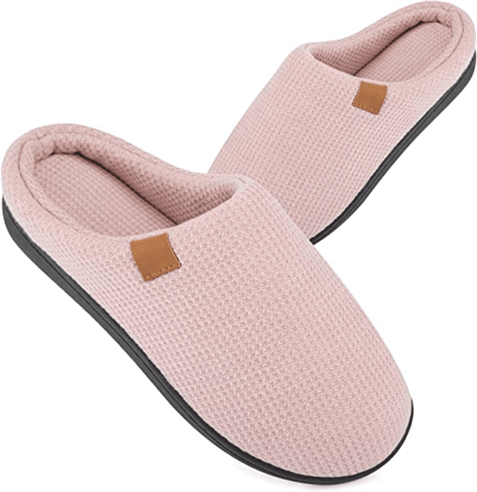 WOTTE Women's Slippers Memory Foam Sole Waffle Knitted Soft Plush ...