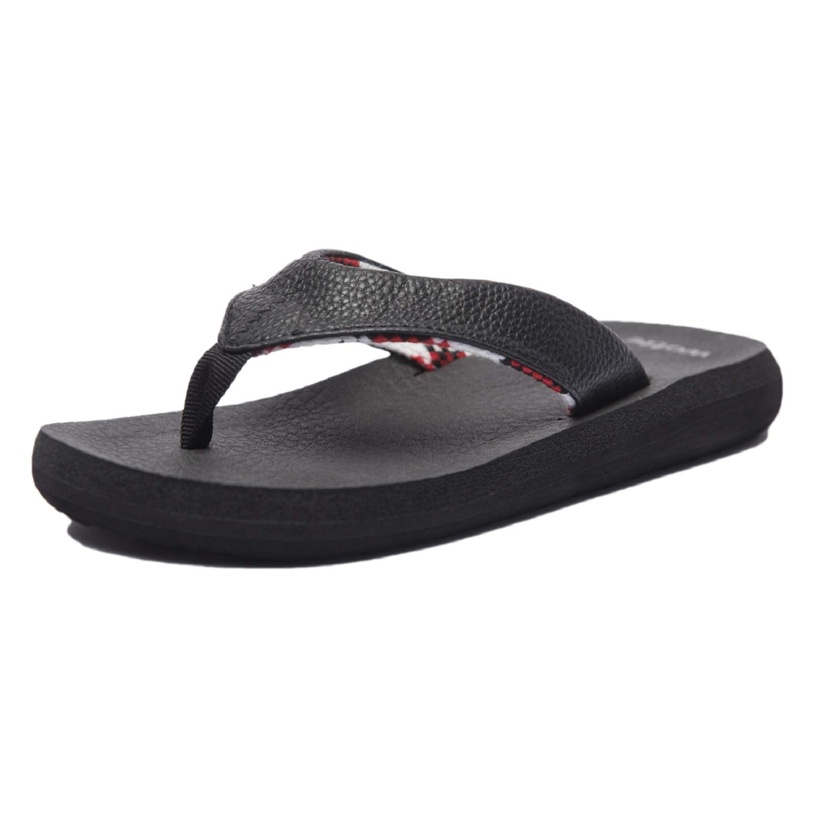 WOTTE Women's Yoga Mat Flip Flops Soft Cushion Thong Sandals Size 5.5, Black