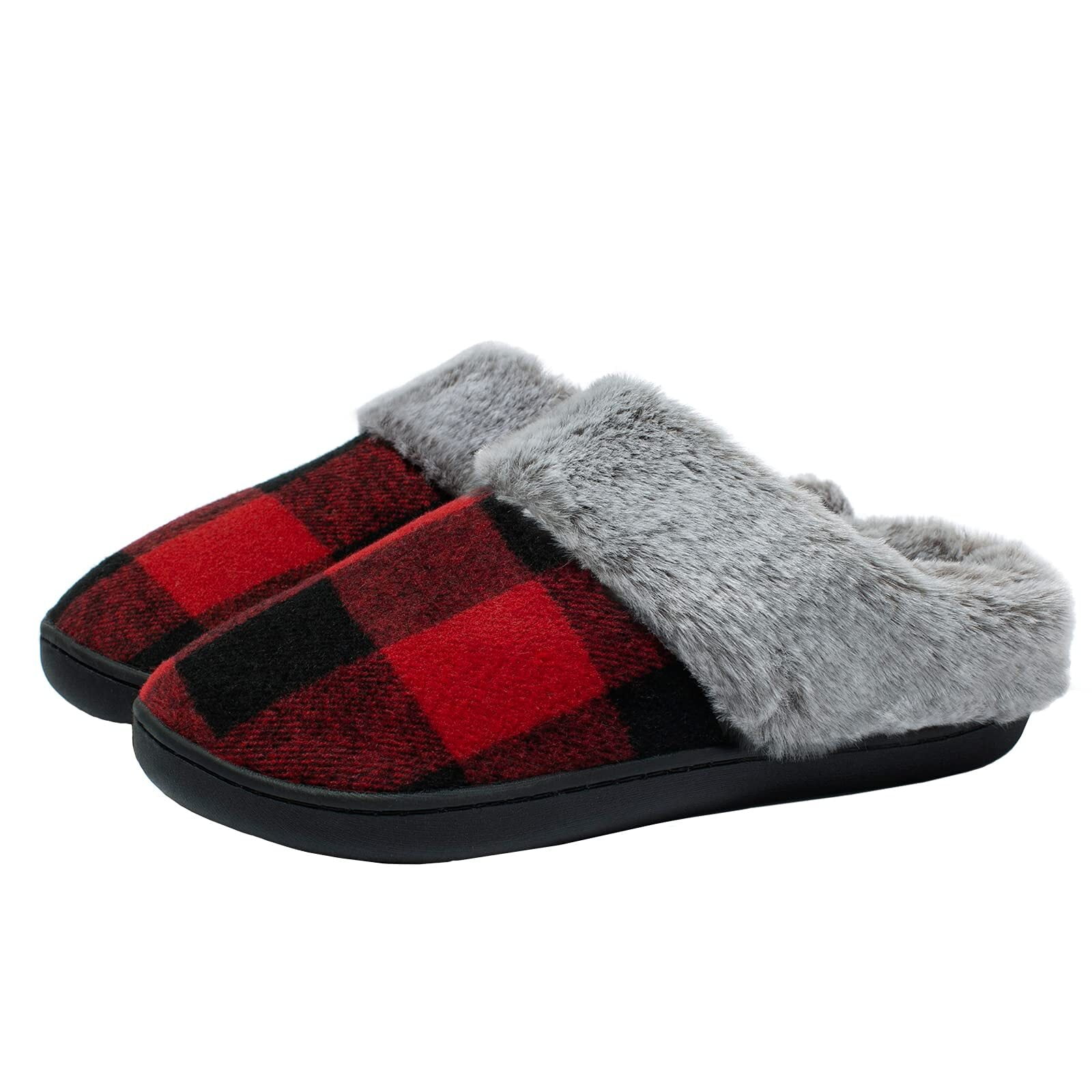 Red and black deals plaid women's house slippers