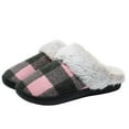 thumbnail image 1 of WOTTE Womens Cozy Fuzzy Plaid House Slippers with Memory Foam & Rubber Sole Slip on Indoor Outdoor, 1 of 7