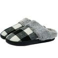 thumbnail image 1 of WOTTE Womens Cozy Fuzzy Plaid House Slippers with Memory Foam & Rubber Sole Slip on Indoor Outdoor, 1 of 7
