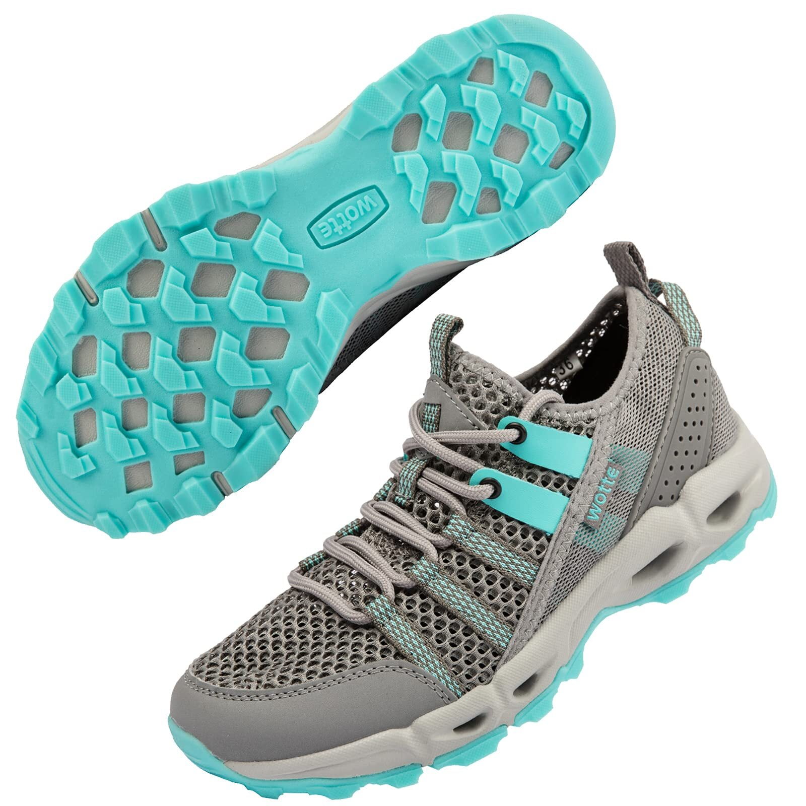 WOTTE Womens Quick Drying Water Hiking Shoes Barefoot Aqua Outdoor Sports Sneakers for Beach Swim Surf, Blue 12