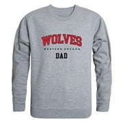 WOU Western Oregon University Wolves Dad Fleece Crewneck Pullover Sweatshirt Heather Grey Small