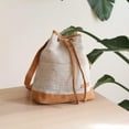 thumbnail image 1 of WOVEN Drawstring Bucket Bag - Beige, 1 of 3