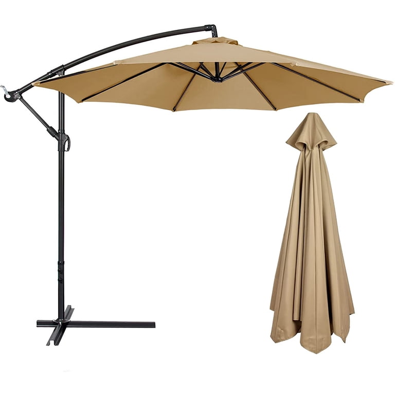 WOVTE 10ft Patio Umbrella Replacement Canopy 6 Ribs Outdoor Umbrella  Replacement Top Patio Umbrella Market Table Outdoor Deck Umbrella  Replacement Canopy Cover (Canopy Only)(Tan) - Walmart.com