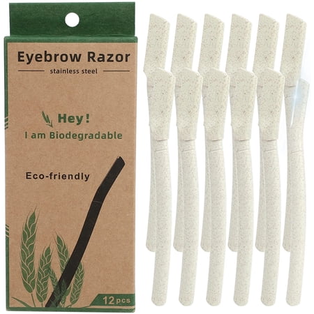WOVTE 12Pcs dermaplaning Blades for Face, Face Razors for Women-Biodegradable Eyebrow Razors for Removing Facial Hair and Dead Skin