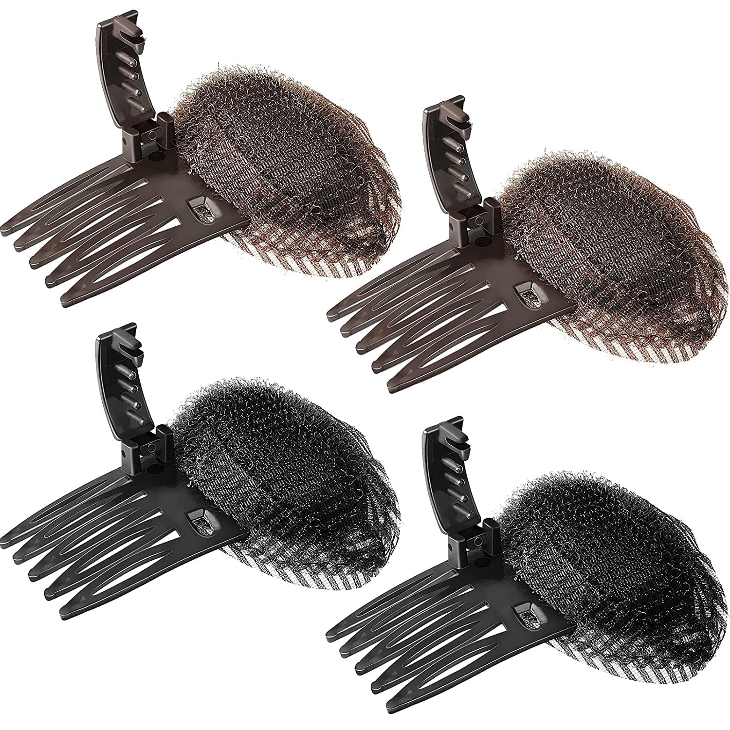 Puff Comb WOVTE 4 Pieces Puff Hair Head Cushion Invisible Fluffy Hair Pad Sponge ...