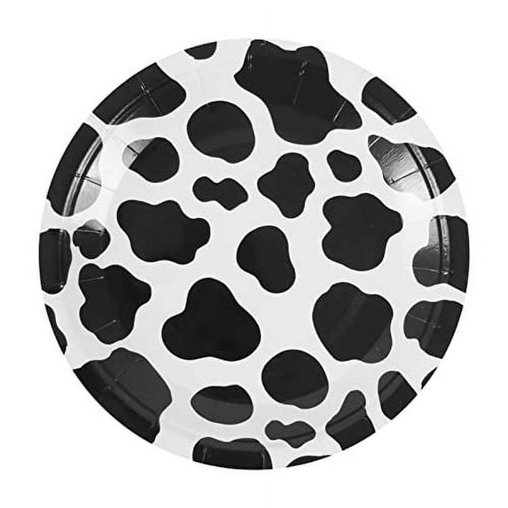 WOVTE 40 Pack Disposable Plates Farm Animal Cow Party Paper Plates Cow Print Dessert Plates for Barn Western Cowboy Cow Theme Baby Shower Birthday Party Supplies