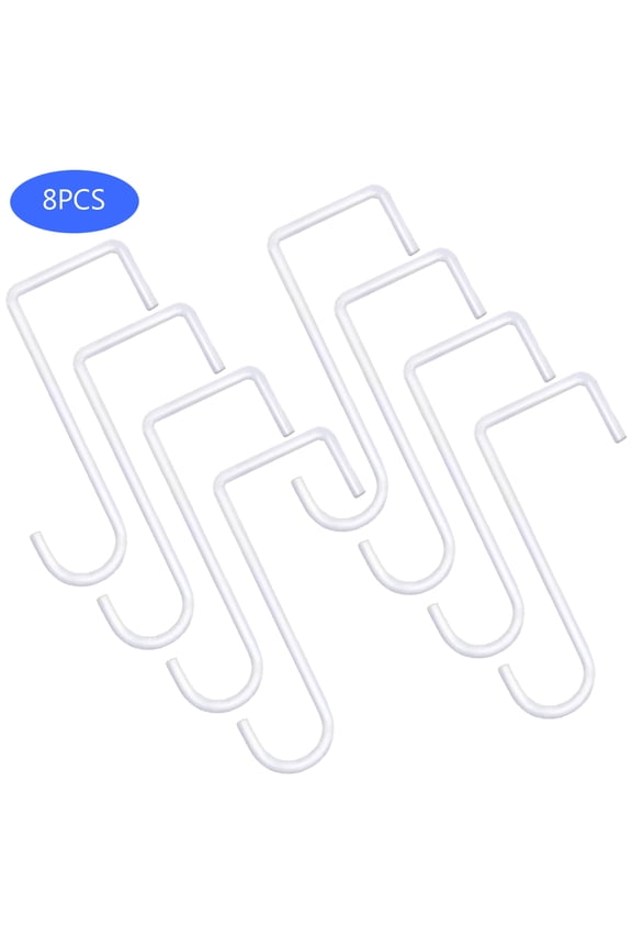 8 Pack Vinyl Fence Hooks, 2 x 6 inch Patio White Coated Steel Fence Hangers for Hanging Plants, Planters, Bird Feeders, Lights, Patio & Garden Decor