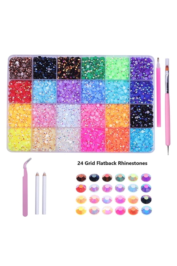 8400Pcs Resin Jelly Rhinestones for Crafting Bedazzling, Multicolor 5mm Flatback Gems for Crafts Clothes Tumblers Shoes Nails, Flat Back Mixed Color Bulk Bedazzler Kit of WOVTE