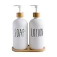 thumbnail image 1 of WOVTE Glass Lotion and  Soap Dispenser Set, Bathroom Soap Dispenser Set with Tray, Suitable for Bathroom Accessories, Housewarming Gift, Countertop Decor, Modern Bathroom Decor (White, 16oz), 1 of 8