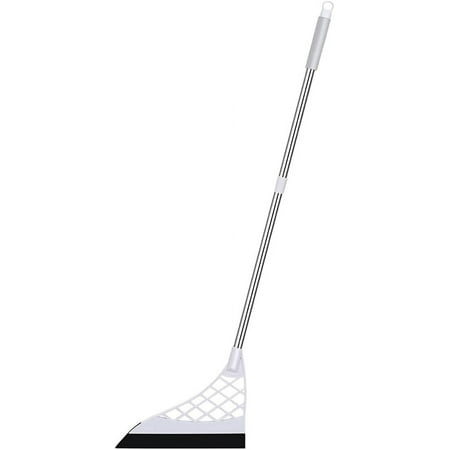 WOVTE Multifunction Magic Broom, 2-in-1 Sweeper,Easy Dry The Floor and Remove Dirt and Hair Remover, Liquid, Glass Wiper, Super Sweeper Broom for Living Room, Kitchen, Bathroom (New White)