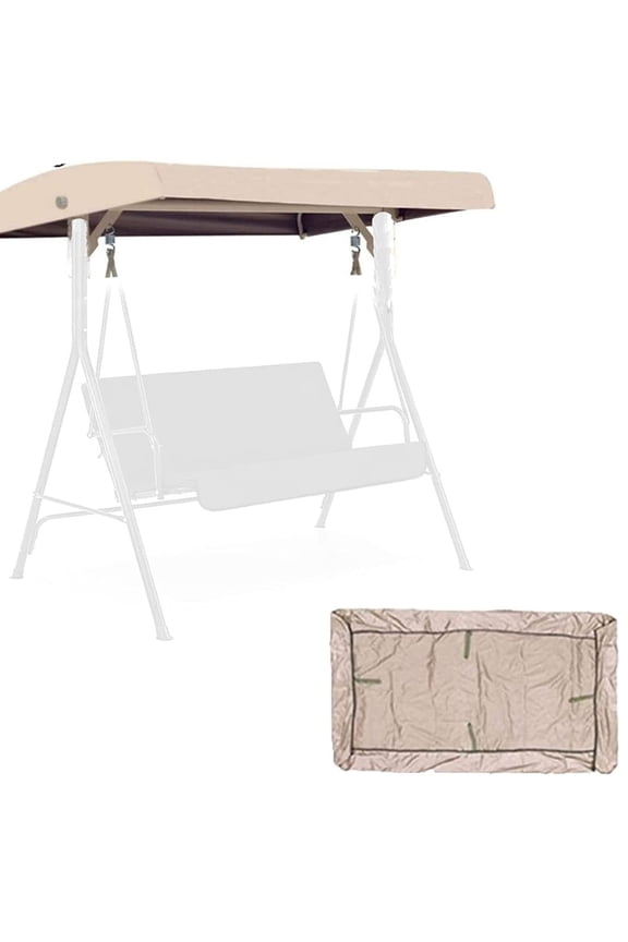 Swing Canopy Replacement Cover,Swing Replacement Canopy Top Cover, Outdoor Patio Swing Canopy Replacement Top Cover, Outdoor Swing Canopy Replacement Porch Top Cover 3 Seats,beige