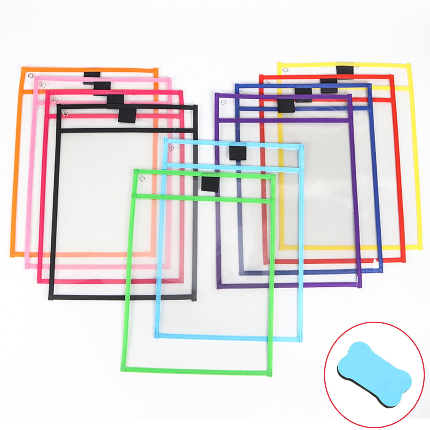 WOVTE Ticket Holders, 10 Pack Oversized Dry Erase Pockets Sleeves ...