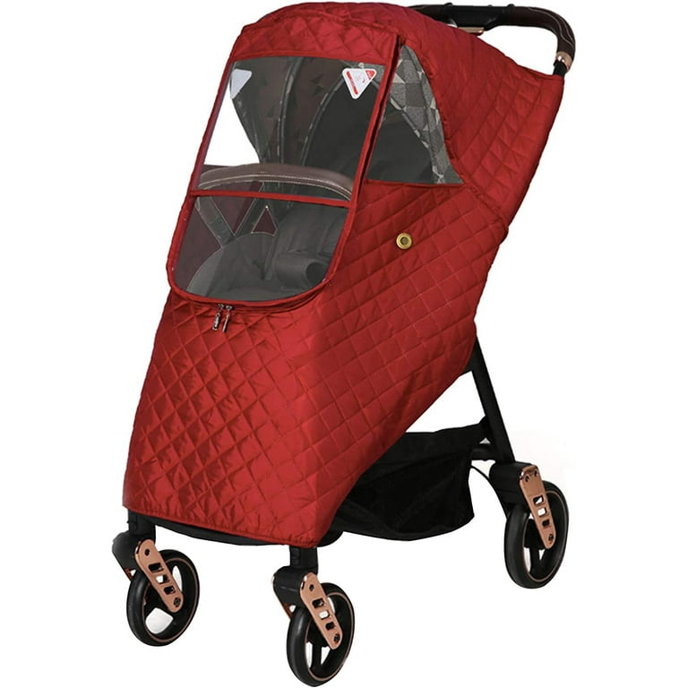 WOVTE Winter Baby Stroller Cover Universal Stroller Windshield Rain Cover to Keep Warm in Winter Baby Travel Weather Shield Stroller Cover for