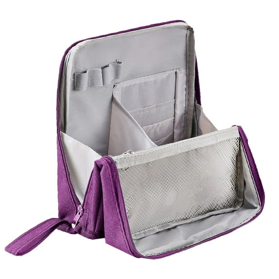 WOW! Awwp Standing Makeup Bag with 8 Compartments | Large Capacity Portable Cloth Bag | Instant Access Beauty & Tech Organizer Organizer for Vanity & Travel