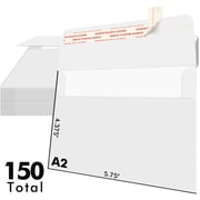 WOW BAGS White Invitation Envelopes 4 3/8 x 5 3/4, 150 Ct, A2 Self-Seal Paper Envelopes for Wedding, Greeting Cards, 4x5 inch