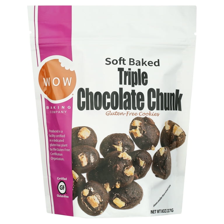 WOW Baking Soft-Baked Gluten-Free Triple Chocolate Chunk Cookies, 8 Oz 