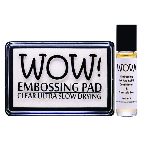 WOW Clear Embossing Ink Pad Ultra Slow Drying WV02 and Refill Conditioner and Freestyle Tool WV02RCF - Bundle 2 Items