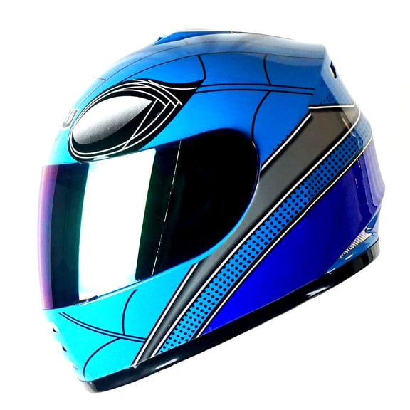 WOW Motorcycle Full Face Helmet Street Bike BMX MX Youth Kids HKY-B15 Spider Blue