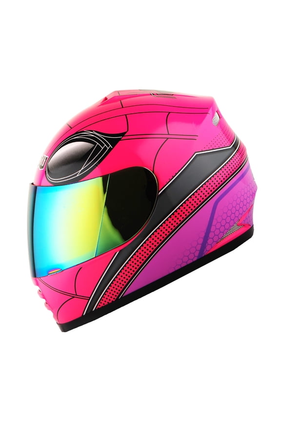 WOW Motorcycle Full Face Helmet Street Bike BMX MX Youth Kids HKY-B15 Spider Pink
