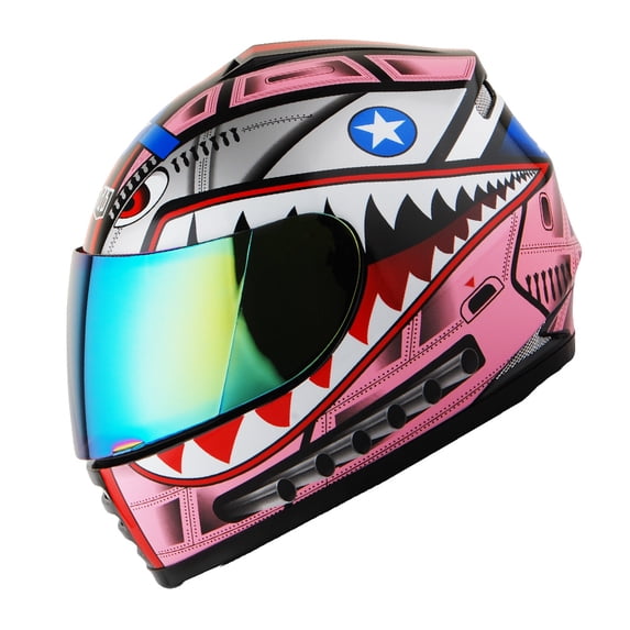 WOW Motorcycle Full Face Helmet Street Bike BMX MX Youth Kids HKY-B15 Monster Shark Pink