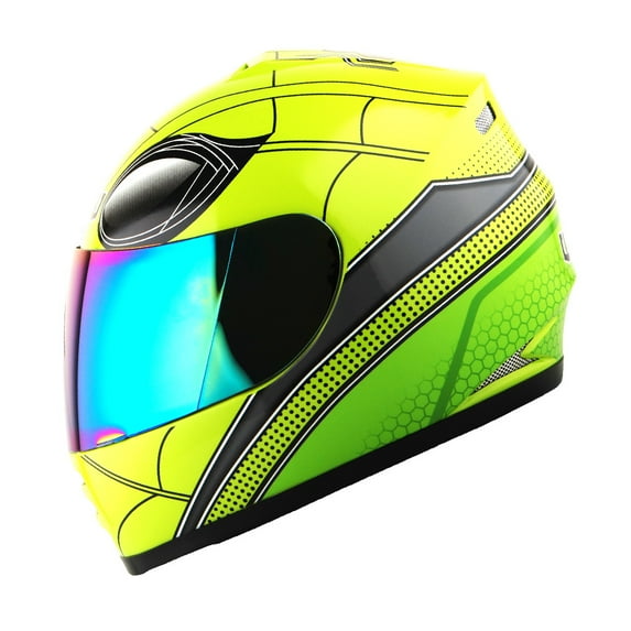 WOW Motorcycle Youth Kids Street Bike BMX MX Full Face Helmet KY-B15CLS Spider Green