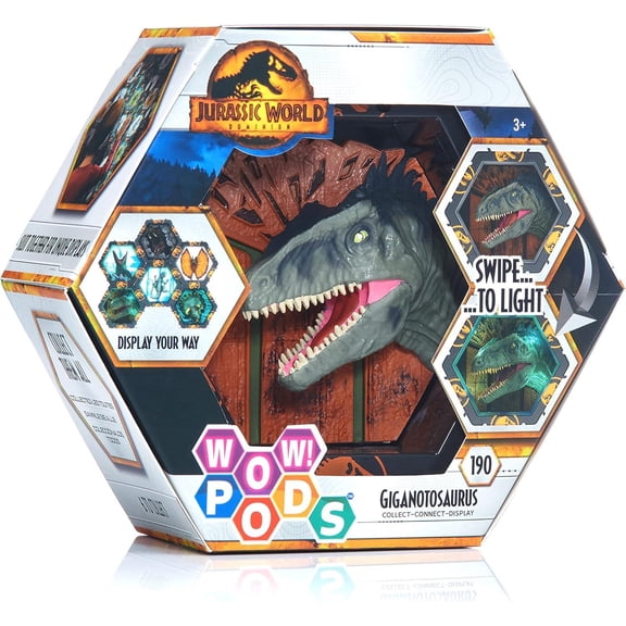 WOW! PODS Jurassic World Dominion Giganotosaurus | Light-Up Bobble-Head Figure | Official Dominion Merchandise, Toys and Gifts for Boys and Girls, Aged 5+, Multicolor