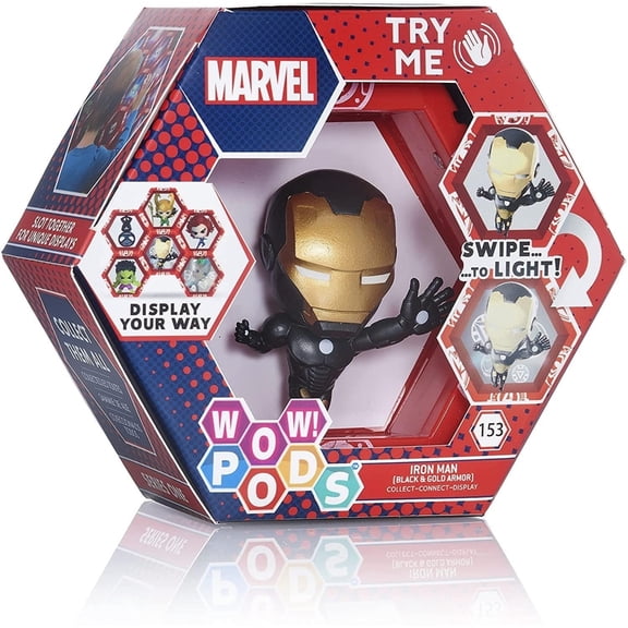 Marvel Avengers Iron Man Metallic Light-Up Figure Superhero Black Suit WOW! Stuff