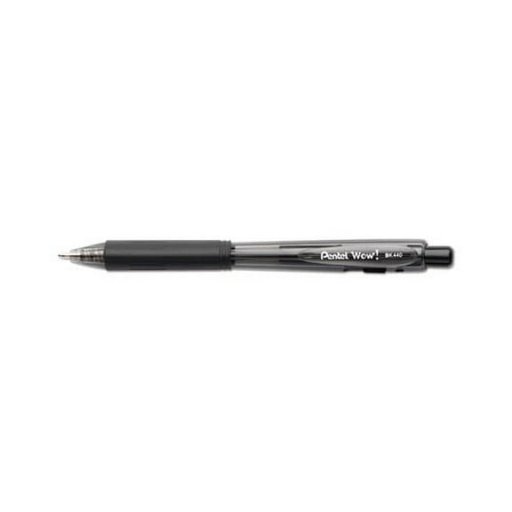 WOW Retractable Ballpoint Pen Medium 1 mm, Black Ink/Barrel, Dozen