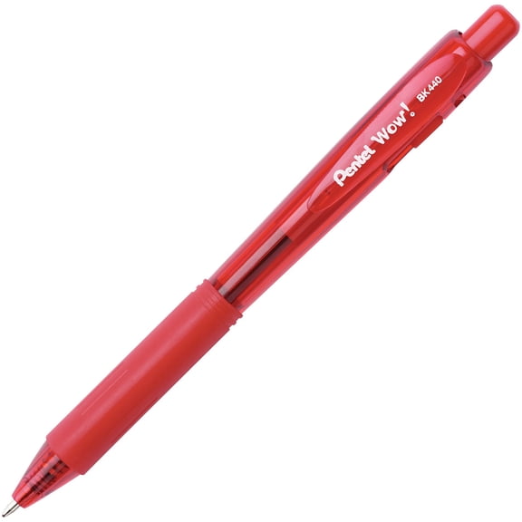 Pentel BK440B WOW! Retractable Ballpoint Pen, 1mm, Red Barrel/Ink (Pack of 12)