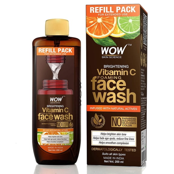 WOW Skin Science Brightening Vitamin C Foaming Face Wash Refill Pack, 200 ml