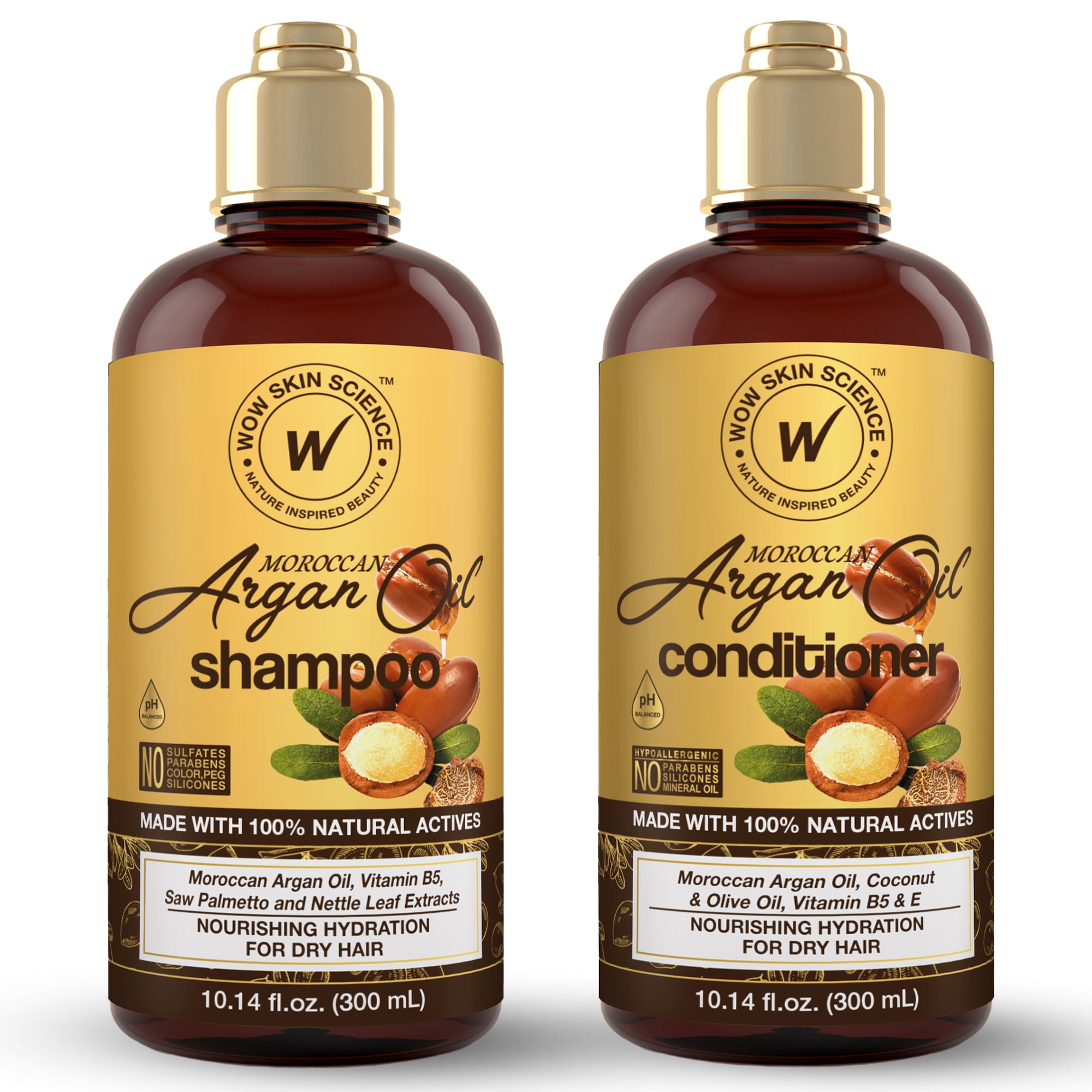 WOW Skin Science Nourishing Repairing Daily Shampoo Conditioner with Argan Oil Vitamin E Full Size Set 2 Piece