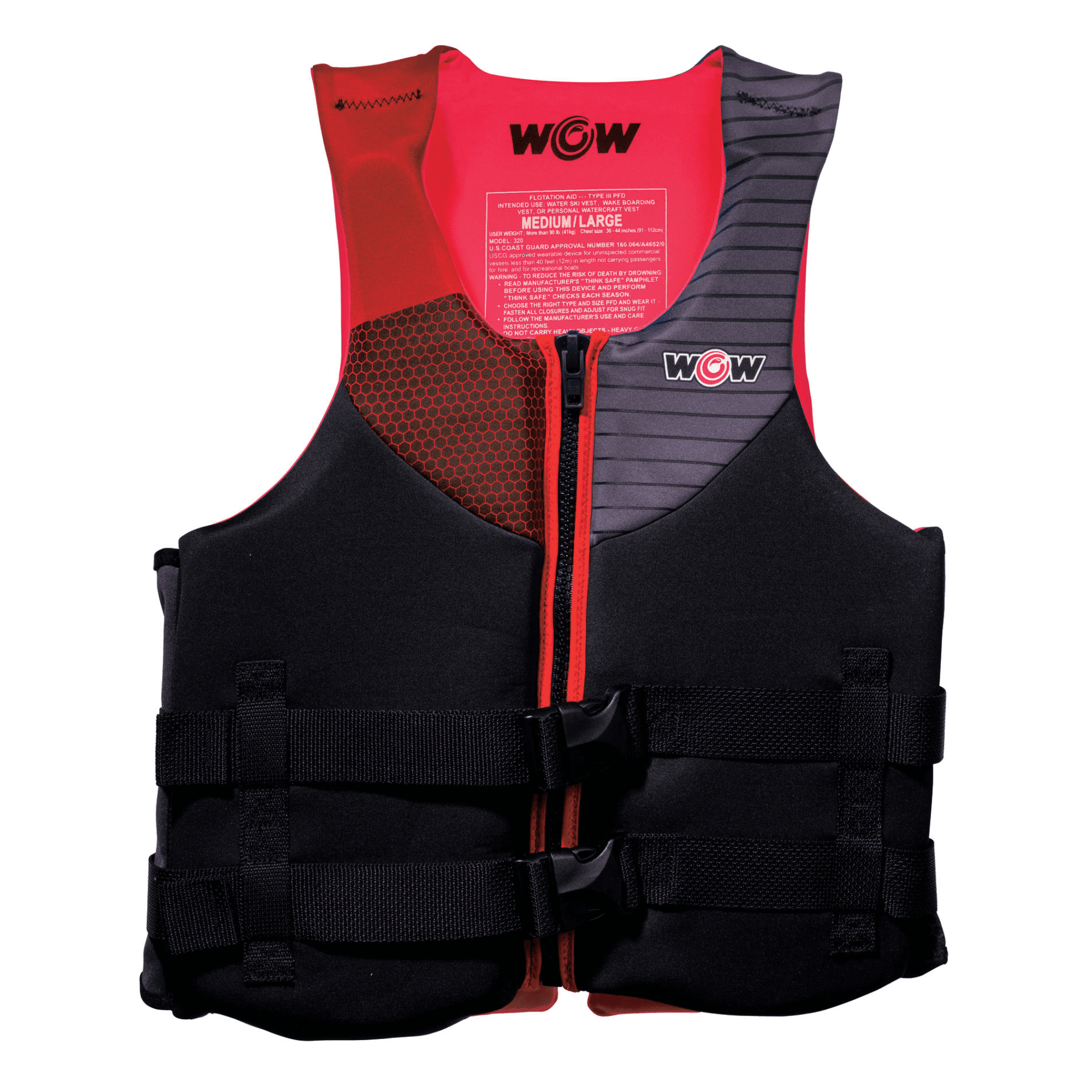 Red Pfd WOW Sports Feel Good Dual Sized Evoprene PFD Personal Floatation Device ...