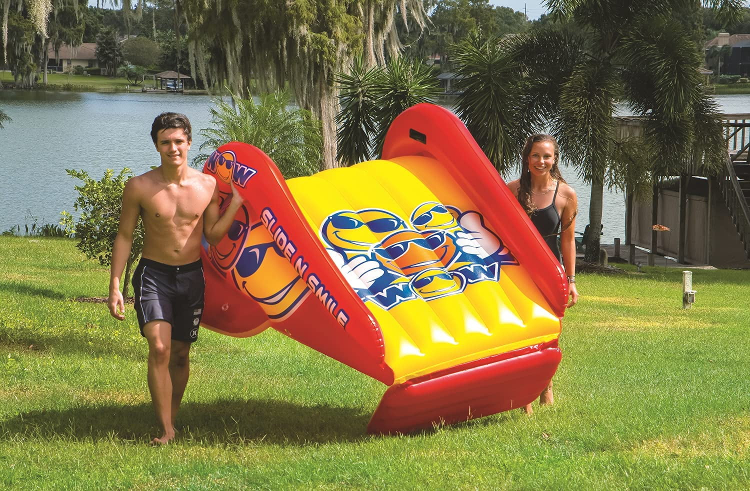 WOW Sports Slide N Smile Inflatable Pool Slide with Sprinklers for Kids