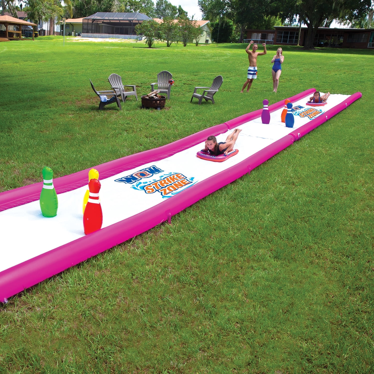 WOW Sports Strike Zone Giant 25' x 6' Backyard Water Slide with sleds