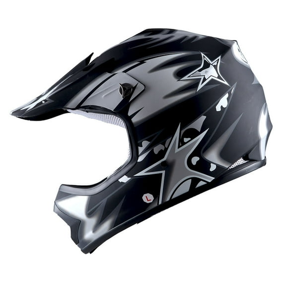 WOW Youth Kids BMX MX ATV Dirt Bike Motocross Helmet BOYCLS Star Matt Black