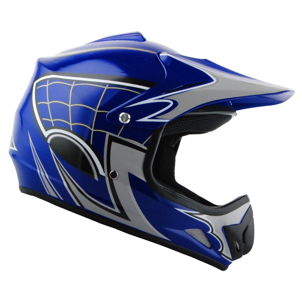 WOW Youth Kids BMX MX ATV Dirt Bike Motocross Helmet JOYCLS Spider Web Blue
