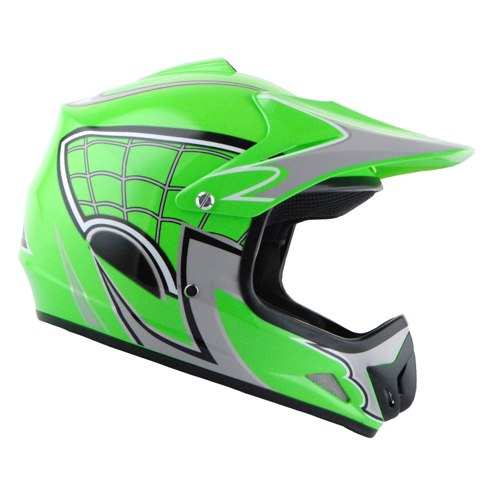 WOW Youth Kids BMX MX ATV Dirt Bike Motocross Helmet JOYCLS Spider Web Green