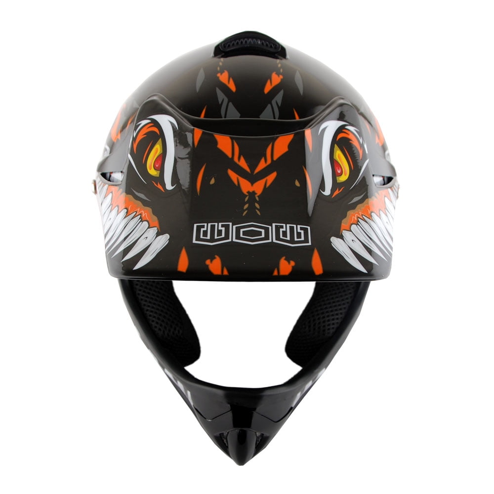 WOW Youth Kids Motocross BMX MX ATV Dirt Bike Helmet HJOY Dino Orange