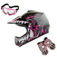 thumbnail image 1 of WOW Youth Kids Motocross BMX MX ATV Dirt Bike Helmet HJOY Dragon Pink + Goggles + MG Youth Pink Glove Bundle, 1 of 9