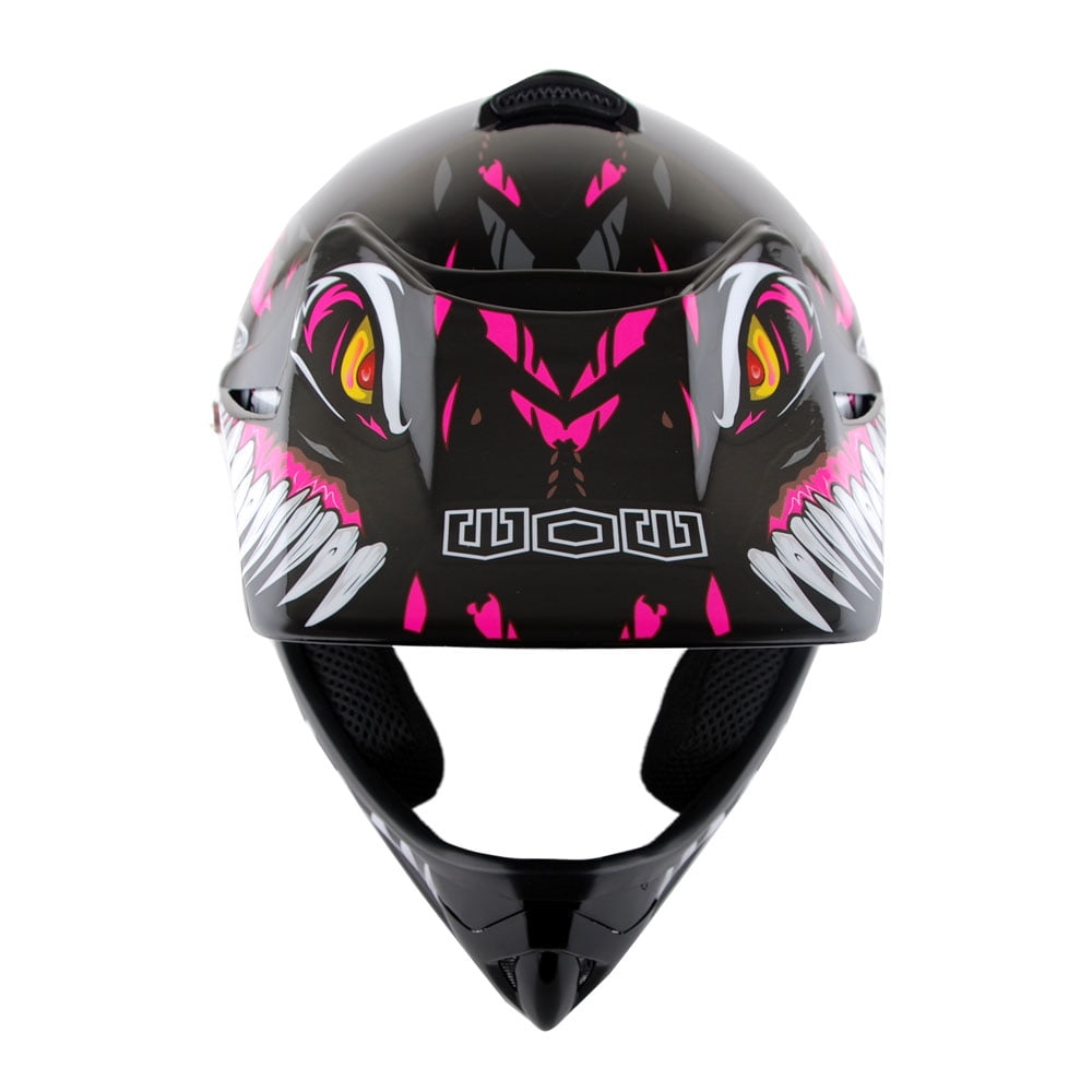 WOW Youth Kids Motocross BMX MX ATV Dirt Bike Helmet HJOY Dino Pink