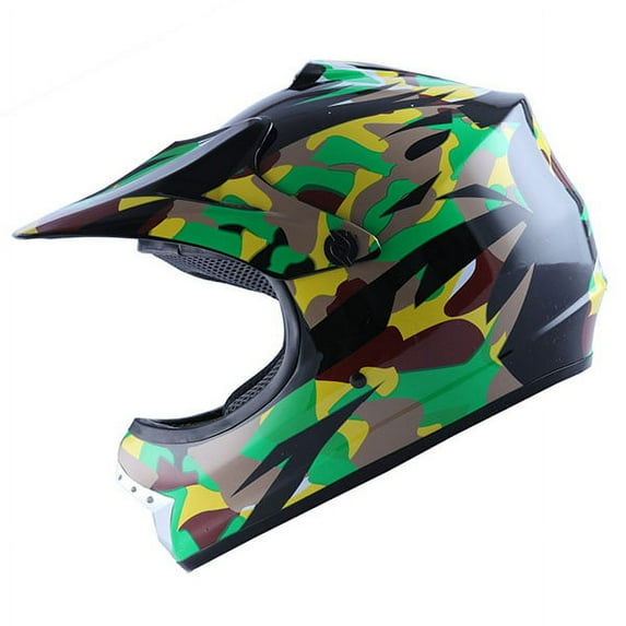 WOW Youth Kids Motocross BMX MX ATV Dirt Bike Helmet Spider Green Camo
