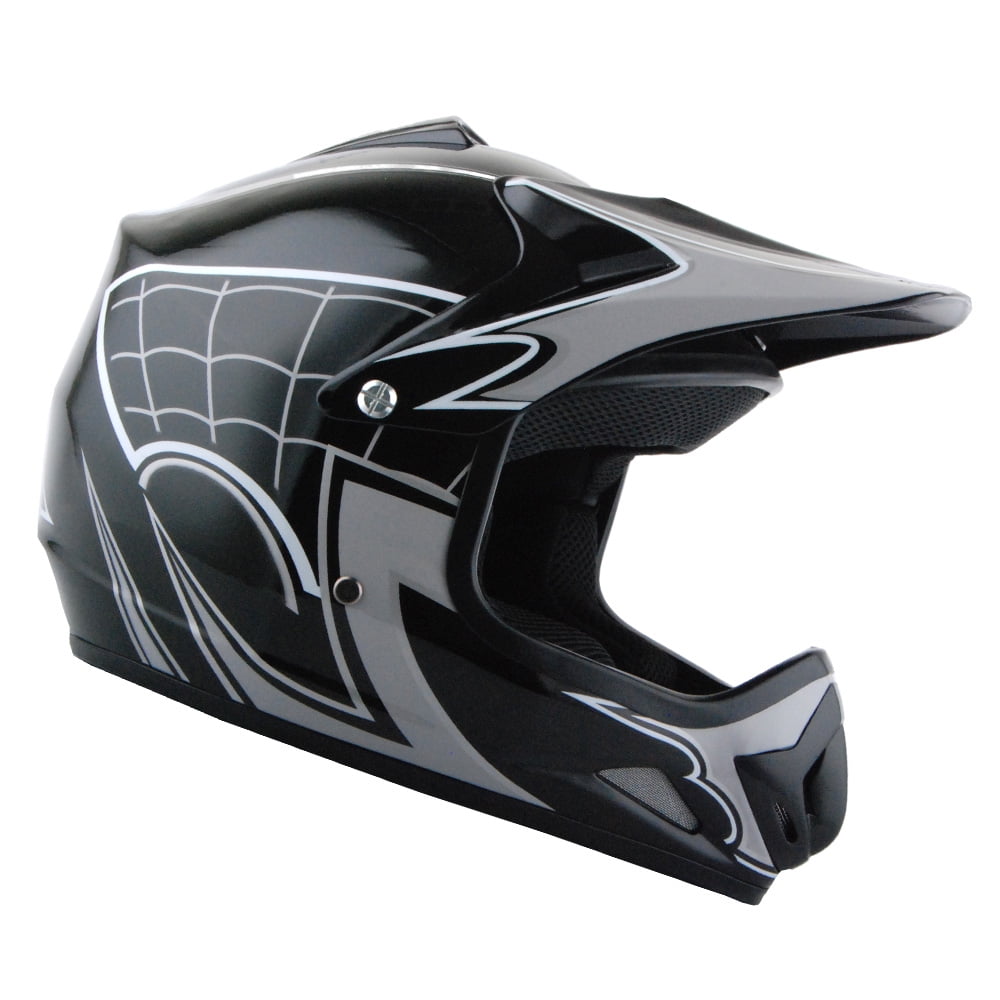 WOW Youth Kids Motocross BMX MX ATV Dirt Bike Helmet Spider Web Black HJOY
